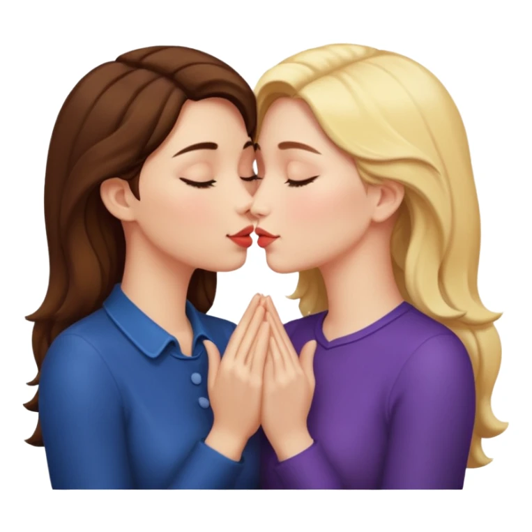two women kissing hands wrapped around each other sticker