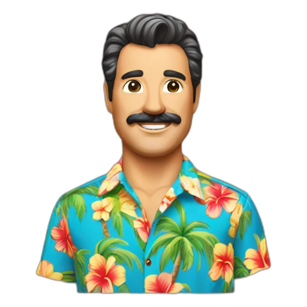 Smiling Magnum PI in Hawaiian shirt sticker