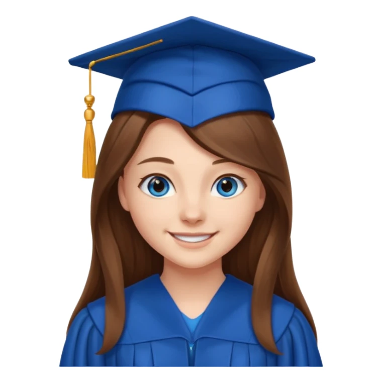 high school graduation with a pretty female high school student with long brown hair, blue eyes sticker