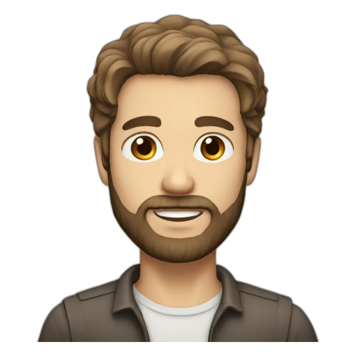 White brown hair man with beard and brown eyes sticker