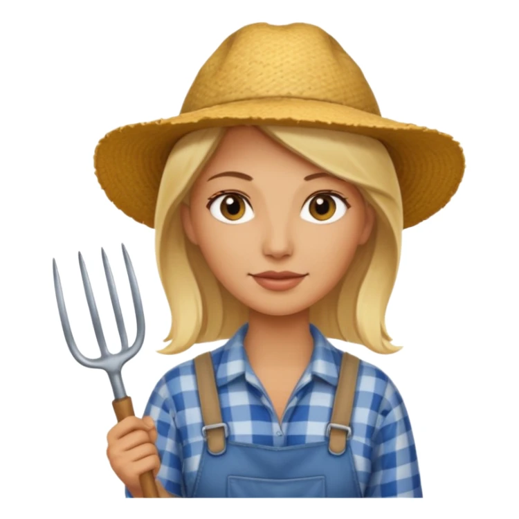 blonde farmer woman with pitchfork sticker