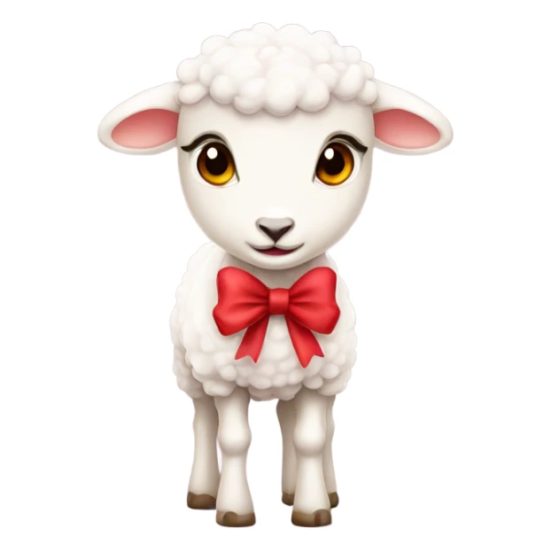 lamb with red eyes no pupil and pale pink bow  sticker