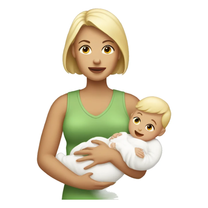white mom holding little white baby sticker