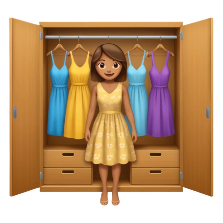 open wardrobe with woman dress hanging inside sticker