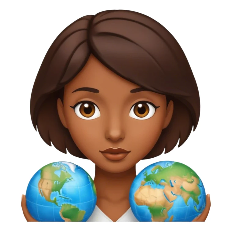 brunette face morphed with the globe sticker
