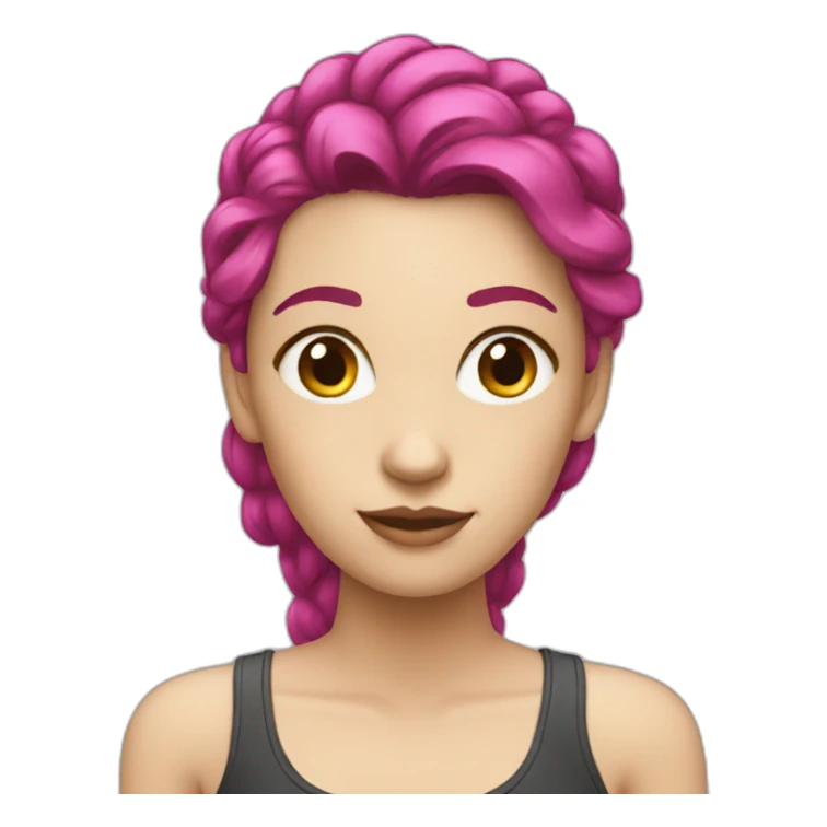 White girl with a magenta hair sticker