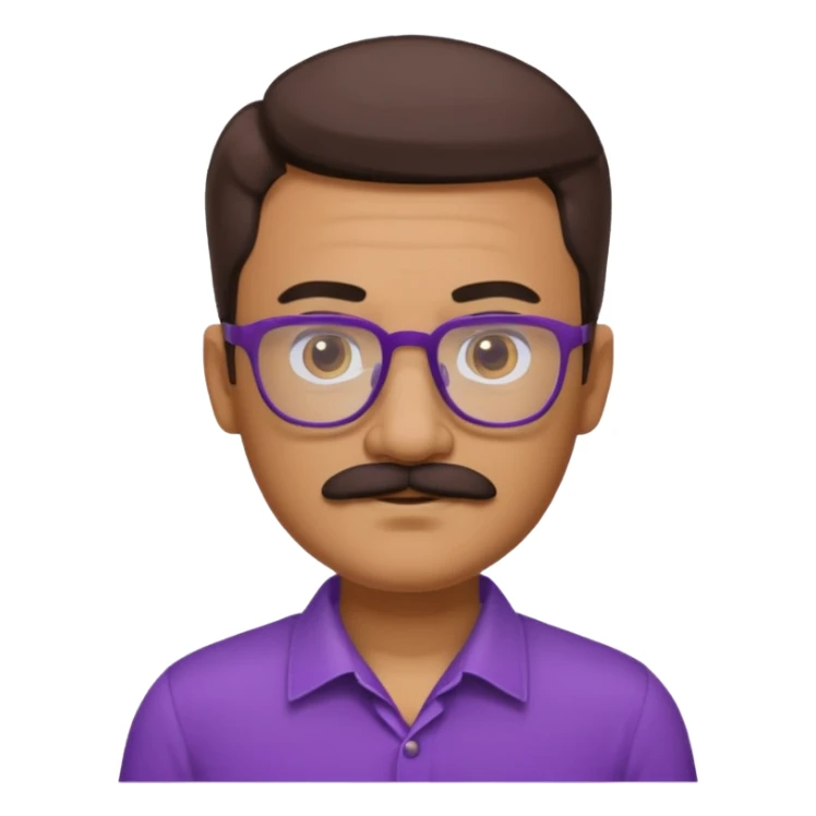 glasses purple man with mustache sticker