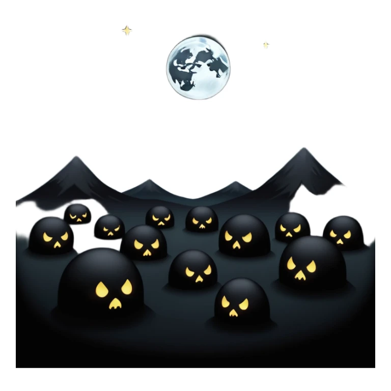 dark and eerie scene, the entire world covered in darkness. The sky is deep black with no stars or light, no moon, no glow just total void and silence. The atmosphere feels ominous and unsettling, as if darkness has swallowed everything. No characters, no visible light sources sticker