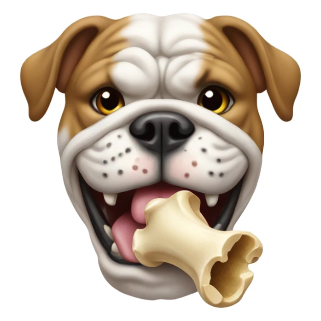 Bulldog with a bone in its mouth sticker