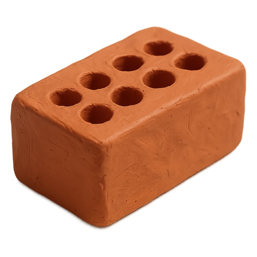 a single clay brick, detailed clay texture, claymation style sticker