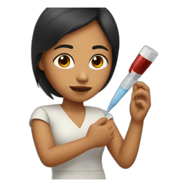 native south american female getting blood taken sticker