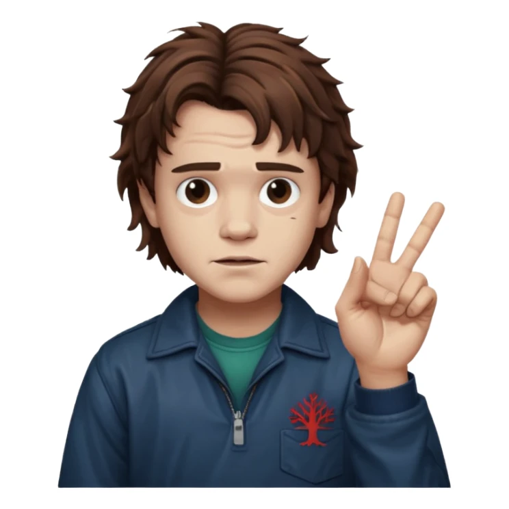Eddie the freak from stranger things with his iconic hand sign sticker