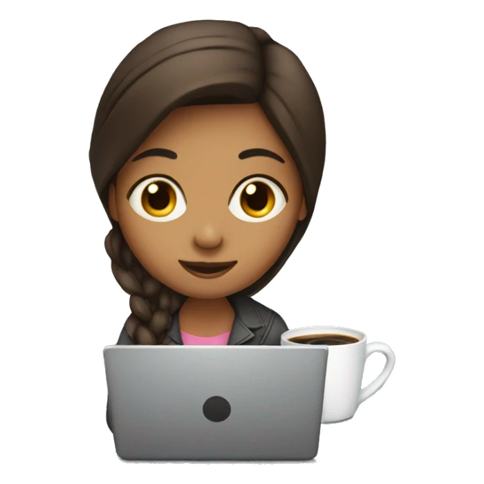 girl with laptop and coffee sticker