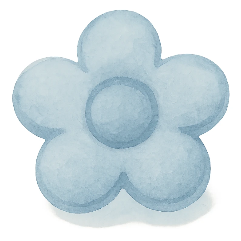 blue flower-shaped candy, isolated on a transparent background, watercolor art style sticker