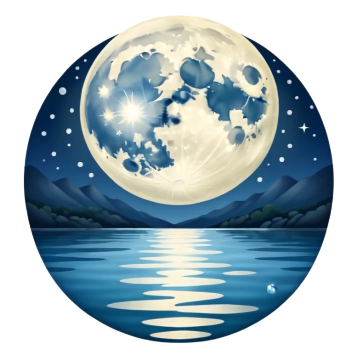 full moon with shimmering water sticker