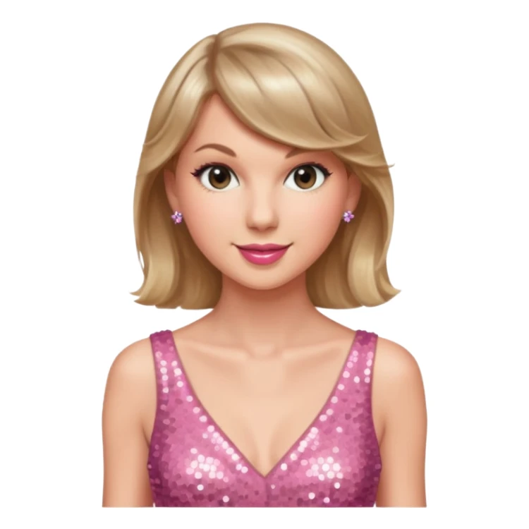 Taylor Swift smile in a sparkling pink dress sticker