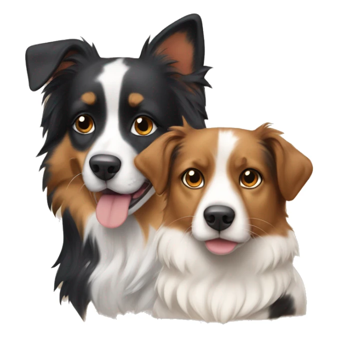 A calico cat next to a black and tan Australian Shepard dog sticker