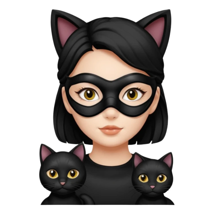 Black cat and girl with face masks sticker