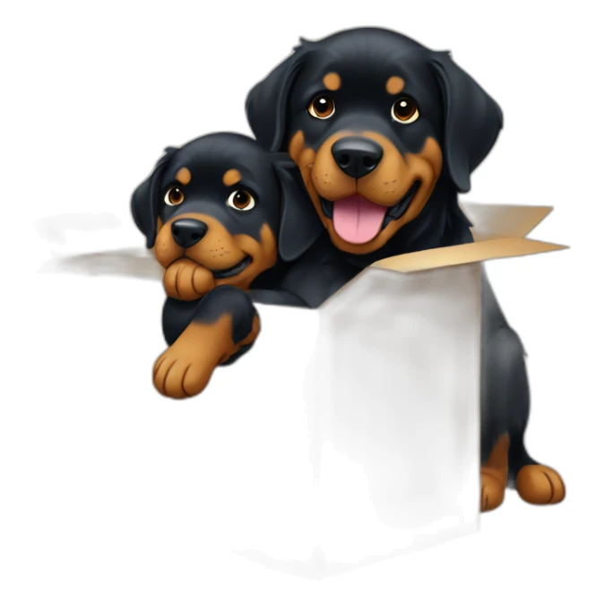 A Rottweiller hugging à golden retriever in box sticker
