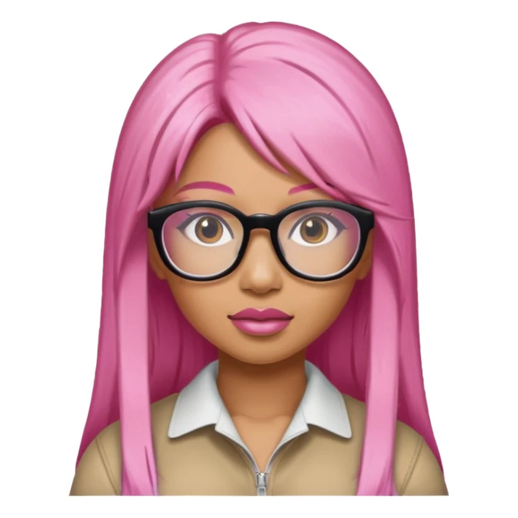Rapper Nicki Minaj pink hair wear glasses sticker