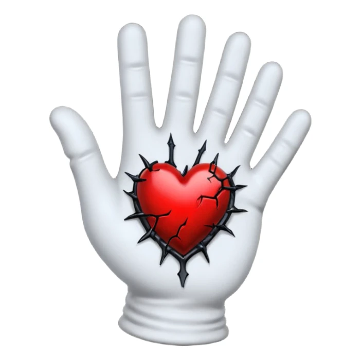 goth heart with a black velvet glove sticker