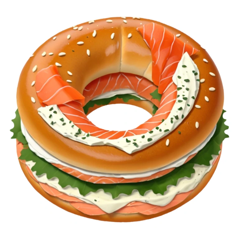 poppy bagel with salmon lox and cream cheese sticker