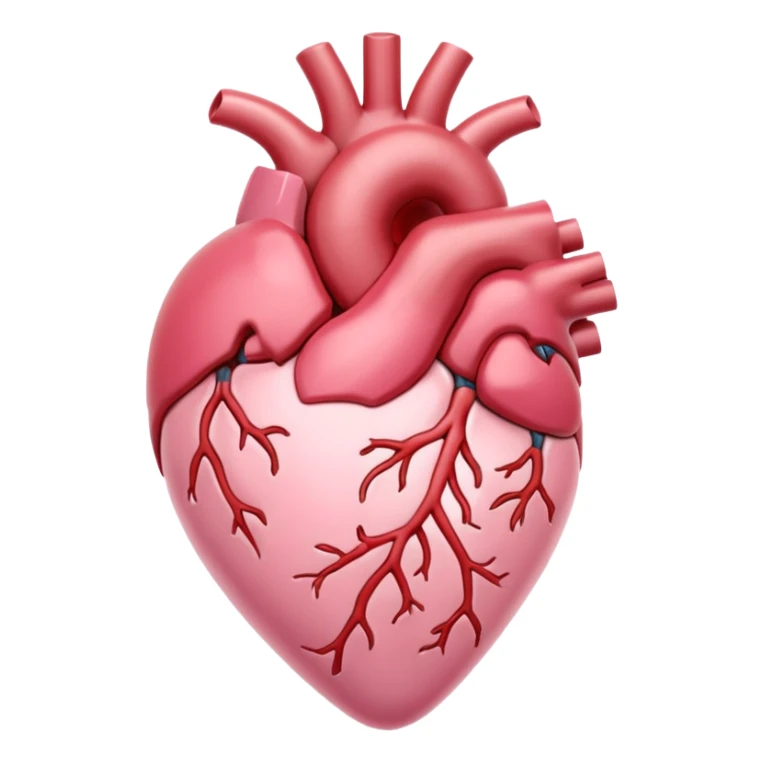 anatomical heart, pastel light pink, iOS emoji style, variation 2 sticker