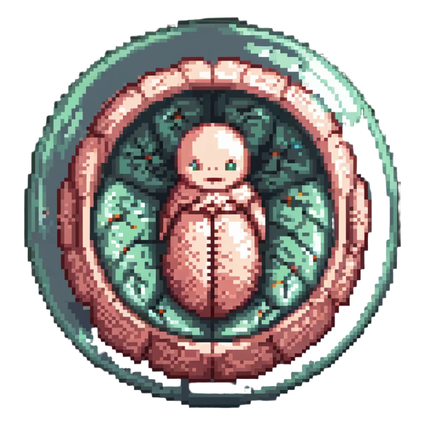 MRI embryo digital fetal small shape in otherworldly bubble, eerie, horror, pupa, crystalis, in-utero sticker