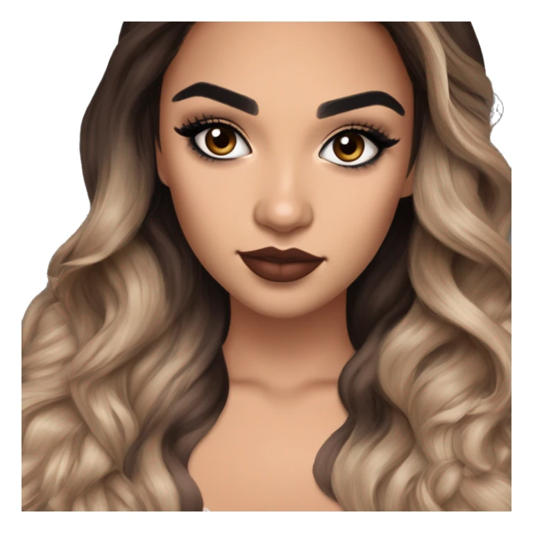 Maddy Perez euphoria show teenager: warm brown eyes, bold black sharp eyeliner, dark arched brows, full nude-berry lips, light latina skin, high cheekbones, sleek dark brown long hair in waves/ponytail, rhinestones on her eyelids

 sticker