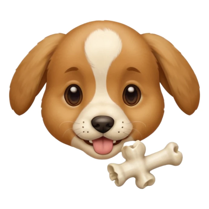 puppy face with bone in mouth sticker