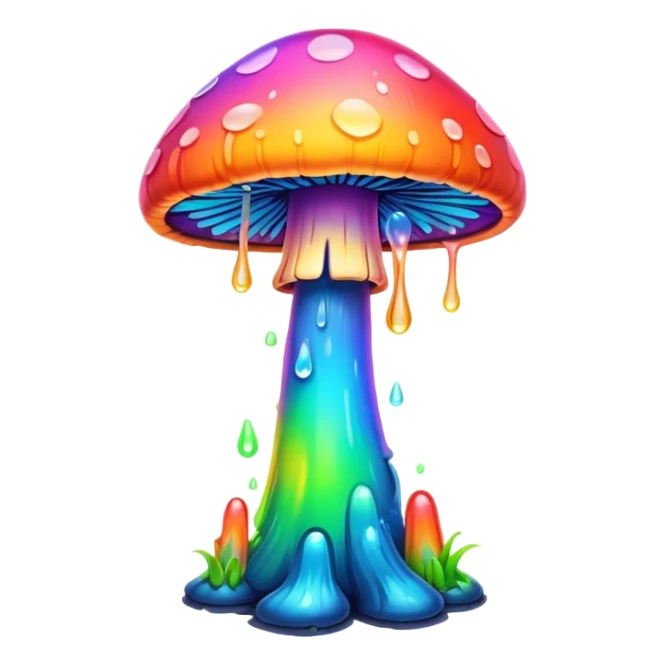 melting neon rainbow mushroom  sticker