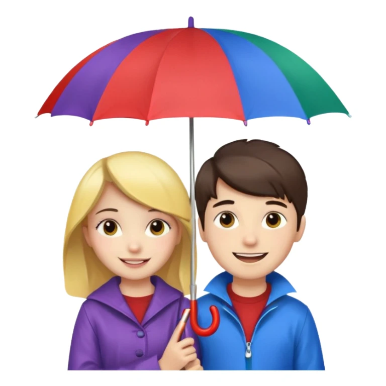 Girl boy umbrella sticker
