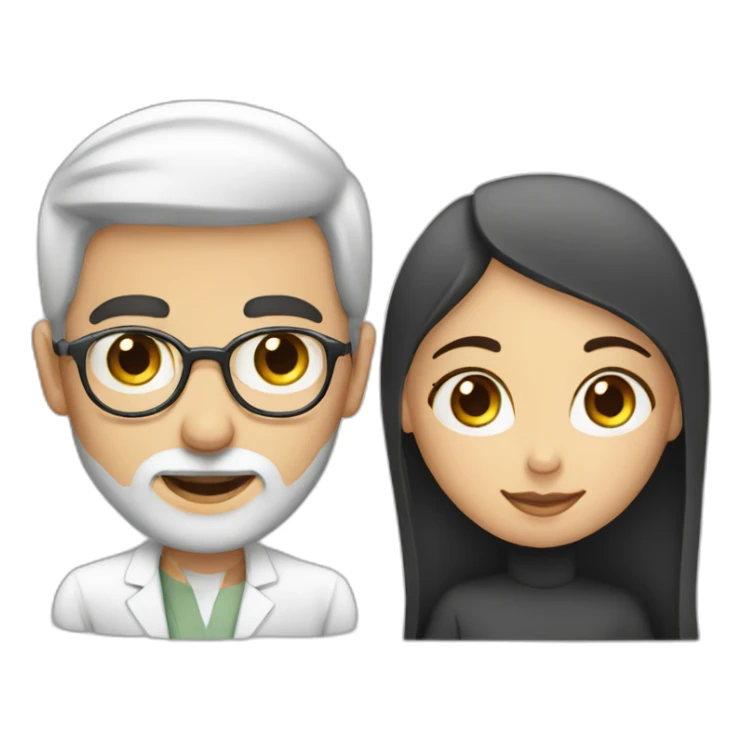 Jewishgirl with ophthalmologist tall Arabic boy with beard sticker