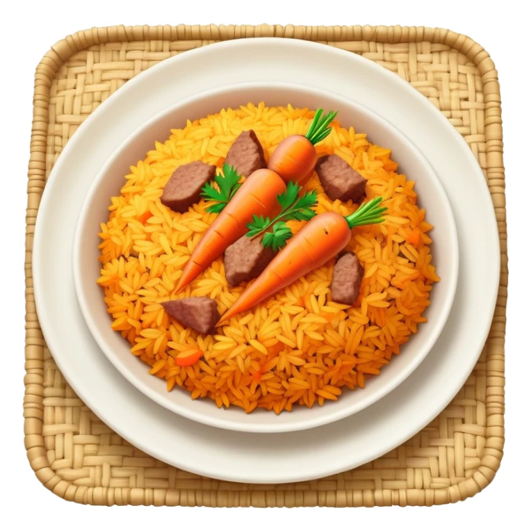 Uzbek plov rice dish with carrots and meat sticker