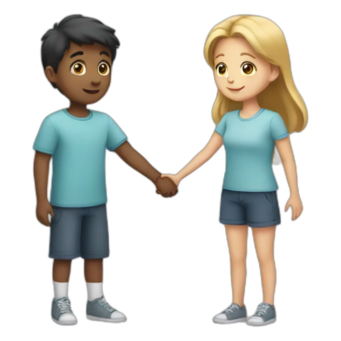 boy and girl handing hands sticker