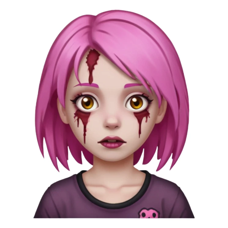 Zumbi girl with Pink hair and brown eyes sticker