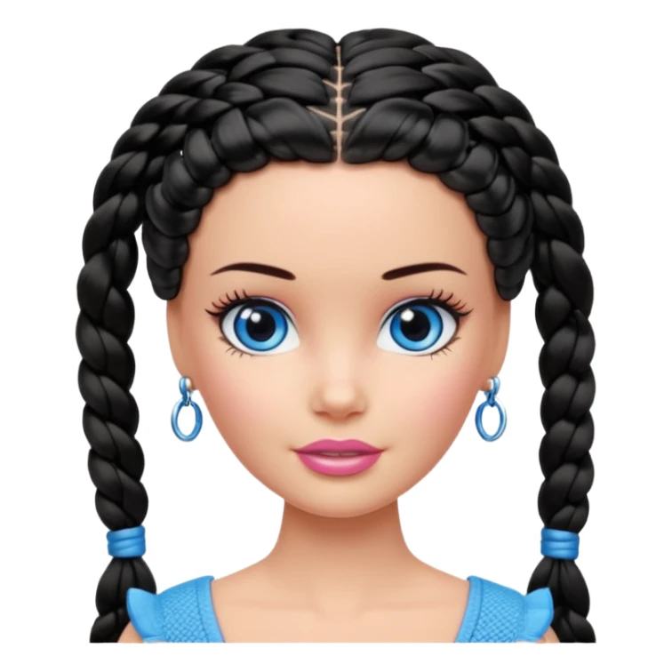 Barbie with black braided hair and blue eyes sticker