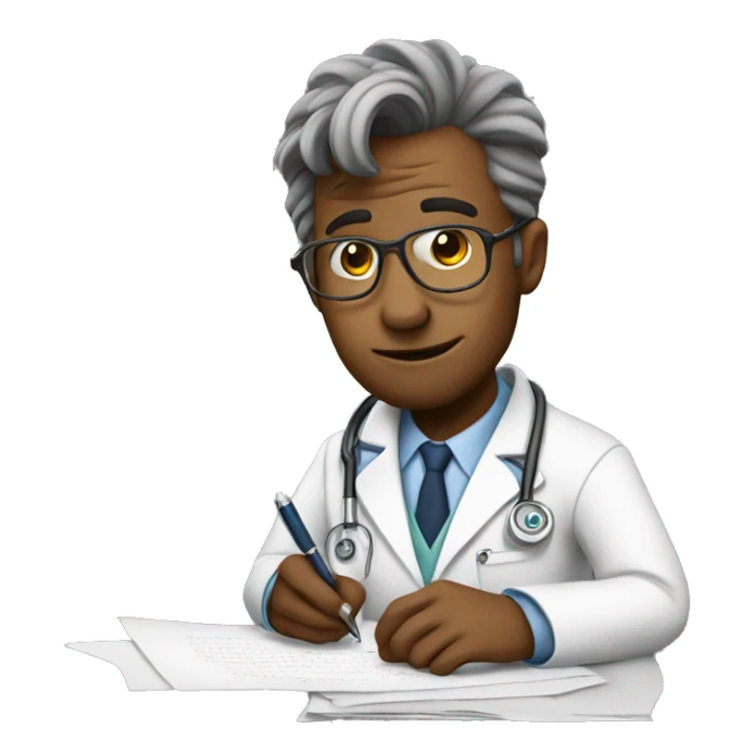 the doctor is writing a letter sticker