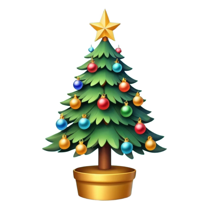 "Christmas tree decorated with lights and ornaments, glowing warmly, festive and colorful, cozy holiday atmosphere, digital illustration, vibrant and cheerful." sticker