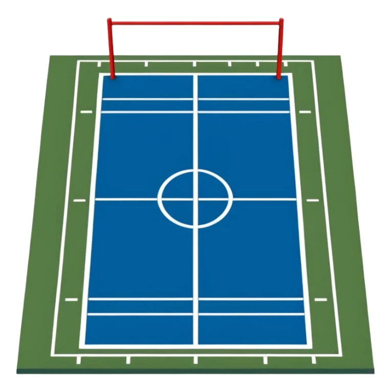
American football goal field in blue (#00A3E0) and red (#F9423A)  sticker