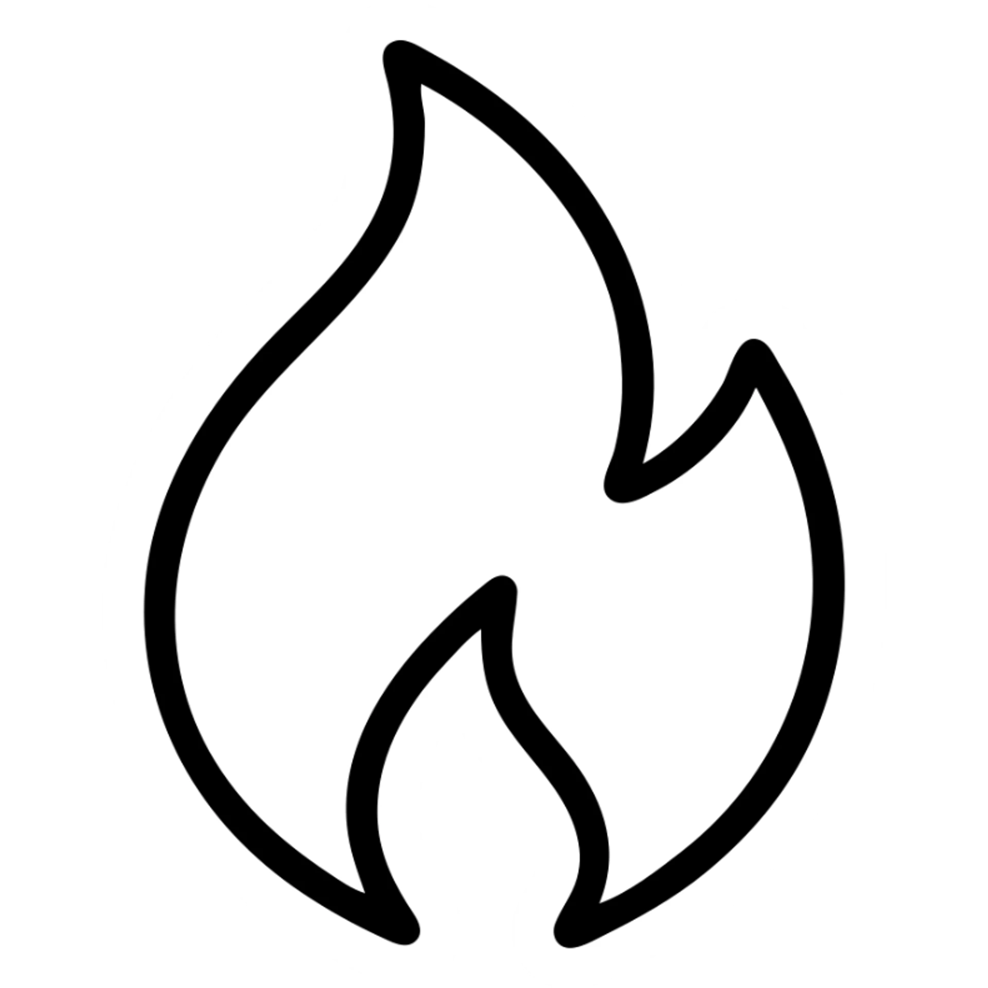 blue abstract flame shape, geometric, no fill, bold black outline sticker