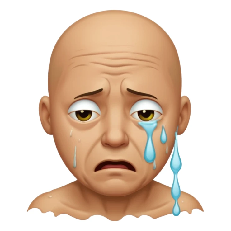 bald ugly man crying emoji with snot sticker