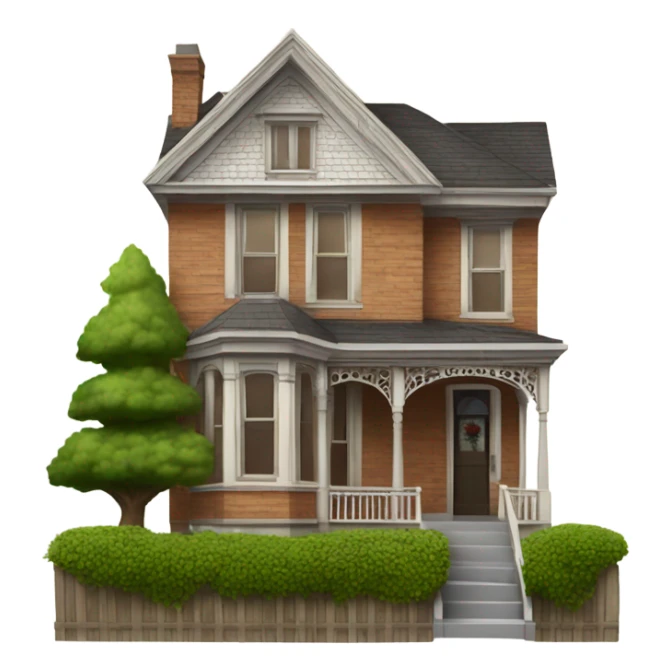 Victorian cedar siding house with a tree in the front sticker