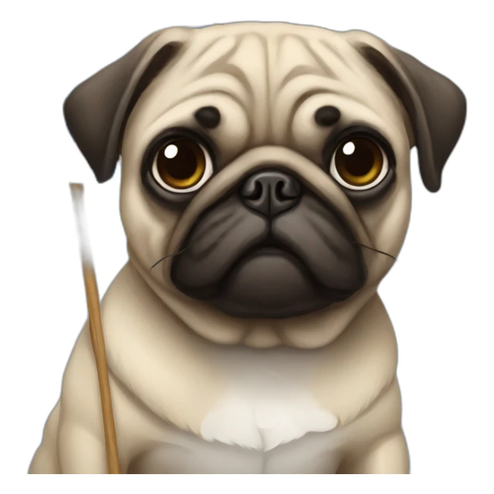 pug holding a inverted finnish flag sticker