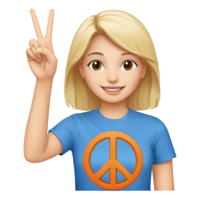 smiling girl with peace sign\ sticker