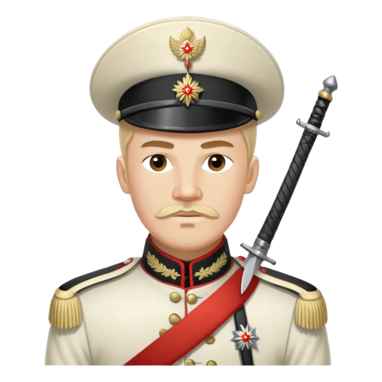 White Army Cossack cavalry soldier with traditional uniform and sabre from 1920s Russian Civil War sticker