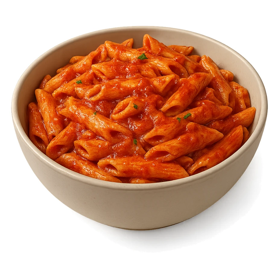 bowl di pasta al sugo vista frontalmente, iperrealistico 4k sticker