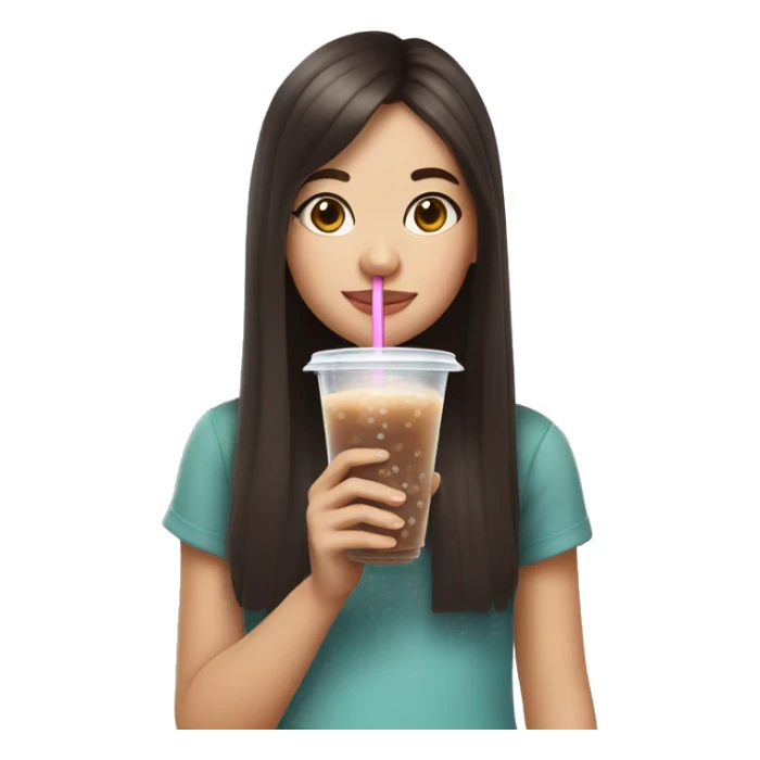 Girl with dark brown hair drinking a bubble tea  sticker