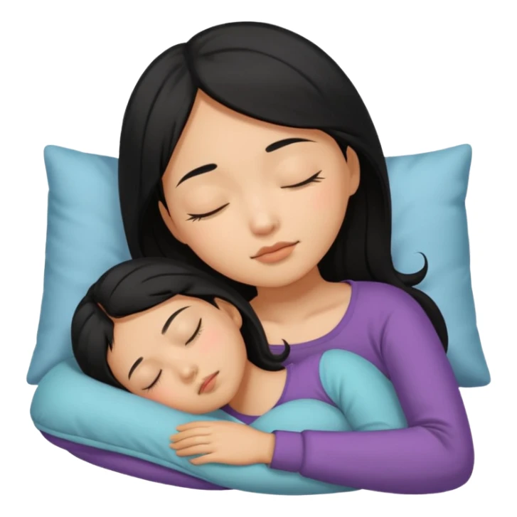 Black haired, tan Asian girl sleeping sticker