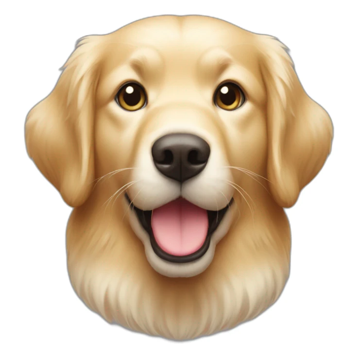 A Golden retriever, a white cat, a dark gray cat in a red heart sticker